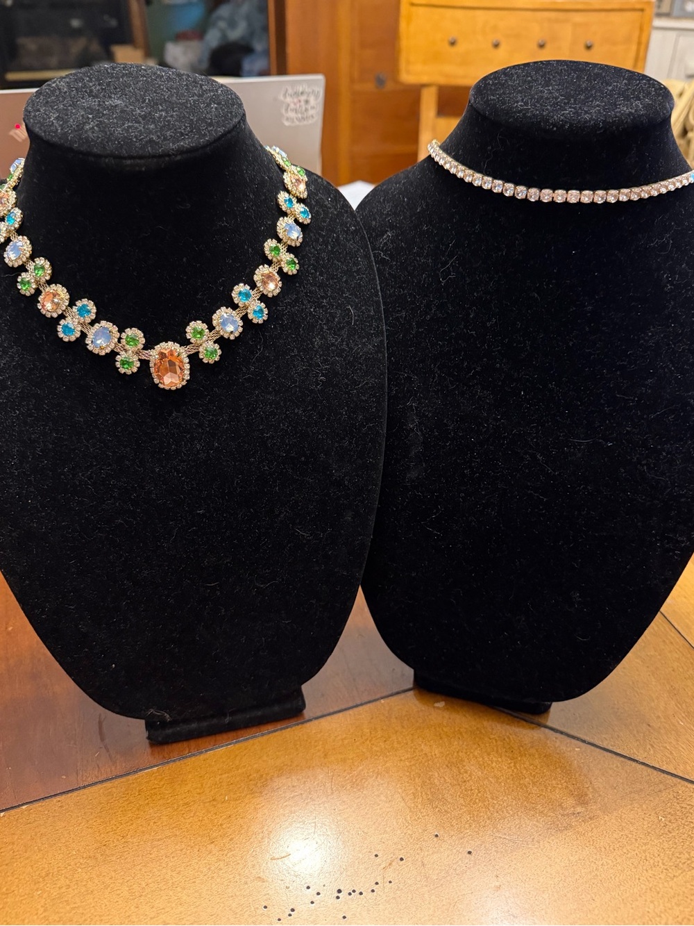 Multicolor Crystal Flower Statement Necklace & Tennis Necklace